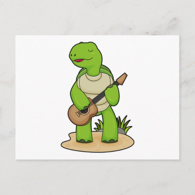 Carte Postale Musique de guitare musicienne de tortue (Devant)