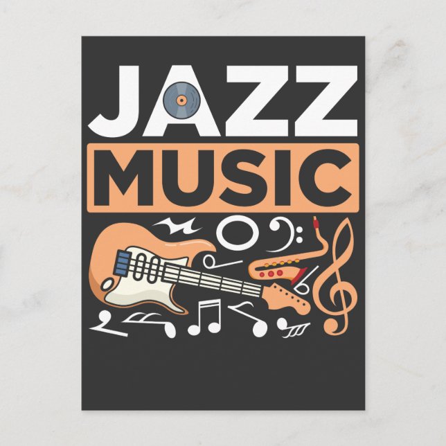 Carte Postale Musique de jazz Guitariste Saxophoniste Blues Musi (Devant)