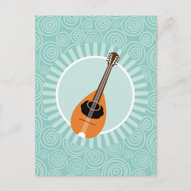 Carte Postale Musique de mandoline Fun Turquoise Swirl (Devant)