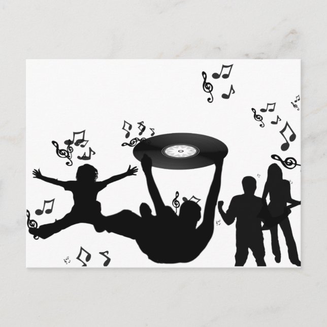 Carte Postale Musique Disco Gens Danse (Devant)