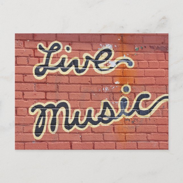 Carte Postale Musique en direct écrite sur un mur (Devant)