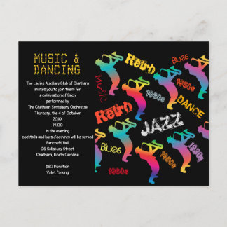 Carte Postale Musique et danse Party JAZZ RETRO Musique