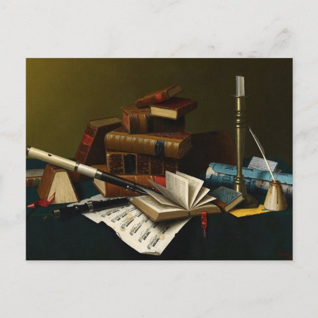 Carte Postale Musique et littérature par William Michael Harnett (Devant)