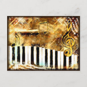 Carte Postale Musique et notes élégantes pour piano