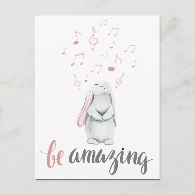 Carte Postale Musique Étonnante Lapin (Devant)