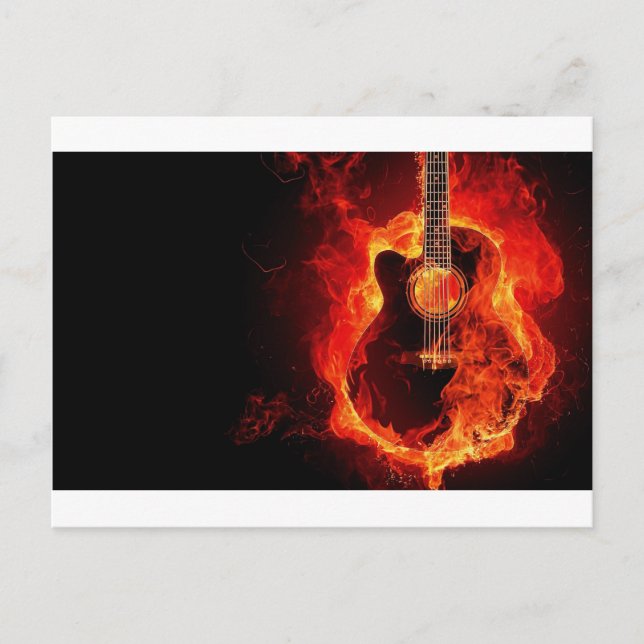 Carte Postale musique guitare flammes feu note danse Destiny'S (Devant)