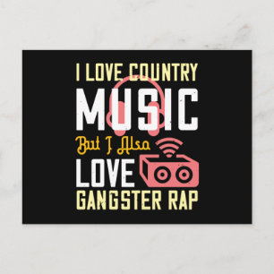 Carte Postale Musique - J'aime la musique country et le rap
