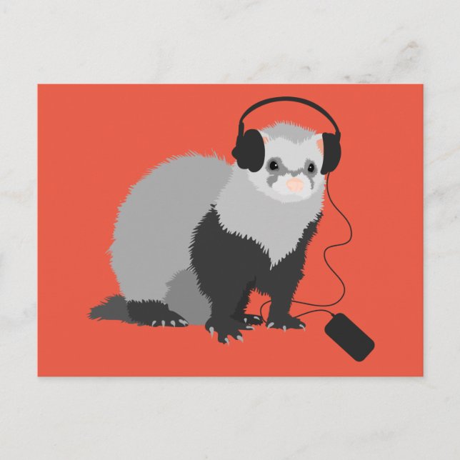 Carte Postale Musique Lover Ferret (Devant)