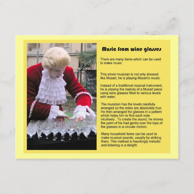 Carte Postale Musique, Musique des verres à vin (Devant)
