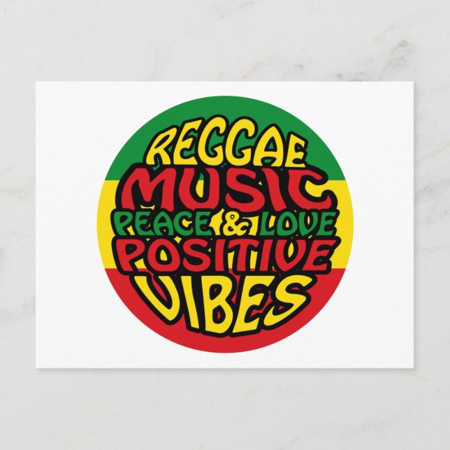 Carte Postale Musique reggae avec des paroles positives (Devant)