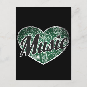 Carte Postale Musique Retro Coeur Blackboard Love