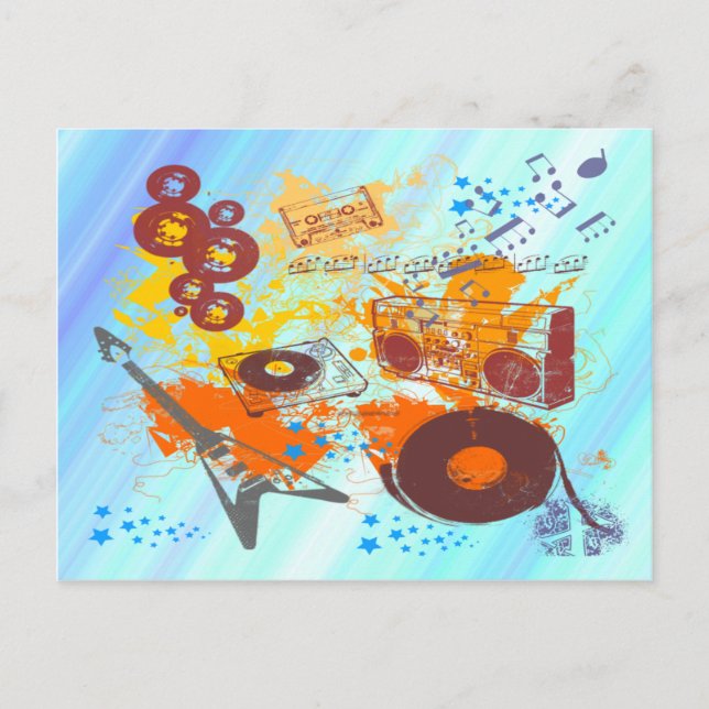 Carte Postale Musique rétro des années 80 (Devant)