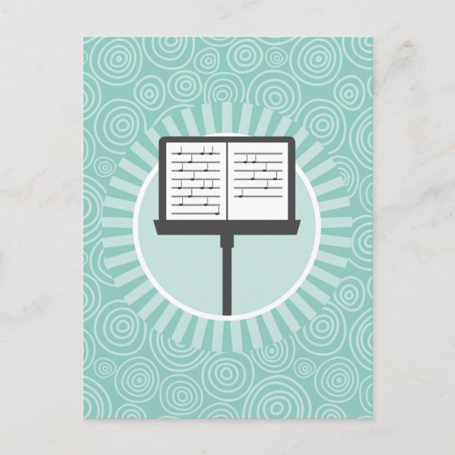 Carte Postale Musique Stand Fun Turquoise Swirl Musicien (Devant)