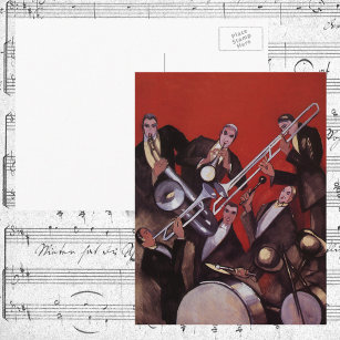 Carte Postale Musique vintage, Art Déco Musique Jazz Band Jammin