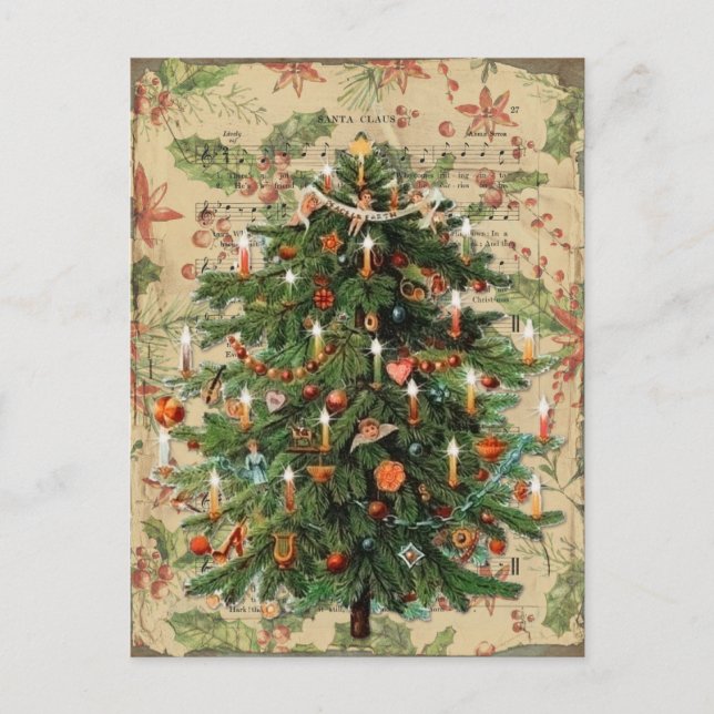 Carte Postale Musique Vintage Christmas Tree (Devant)