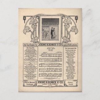 Carte Postale Musique vintage en feuille de tango