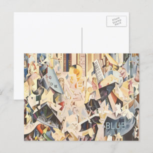 Carte Postale Musique vintage, Jazz Art Déco, Rhapsody en Bleu