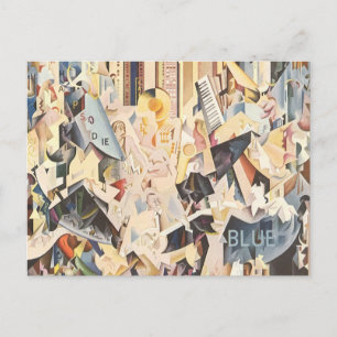 Carte Postale Musique vintage, Jazz Art Déco, Rhapsody en Bleu