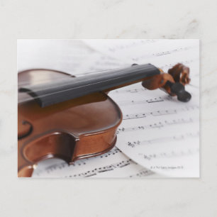 Carte Postale Musique violon et feuille