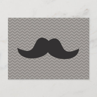 Carte Postale Mustache on grey chevron background