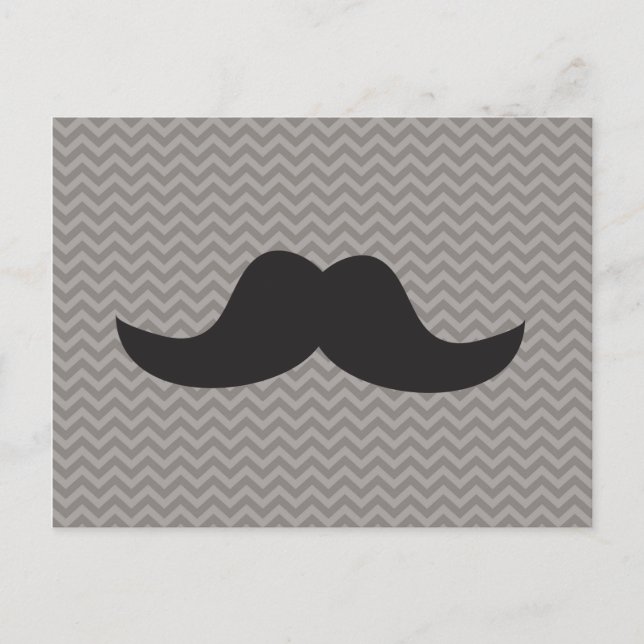 Carte Postale Mustache on grey chevron background (Devant)