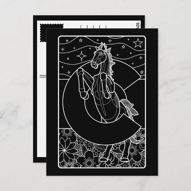 Carte Postale mustang bleu du colorado (Devant / Derrière)