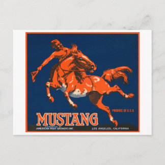 Carte Postale Mustang Marque Vintage Étiquette Crate
