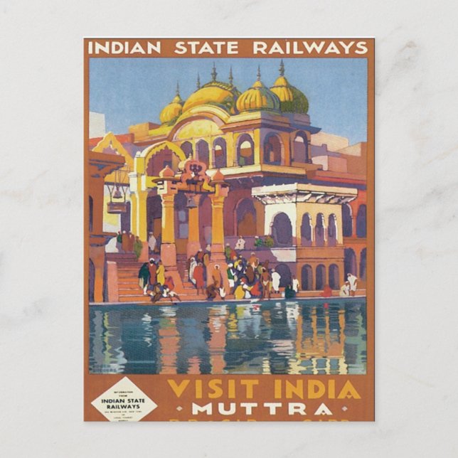 Carte postale Muttra Mathura Inde vintage (Devant)