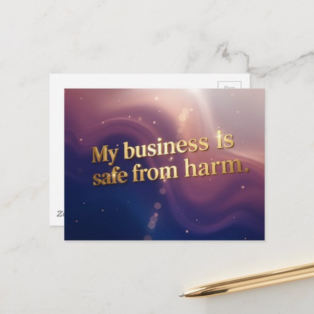 Carte Postale My business is safe from harmpositive affirmation  (Devant/Arrière en situation)