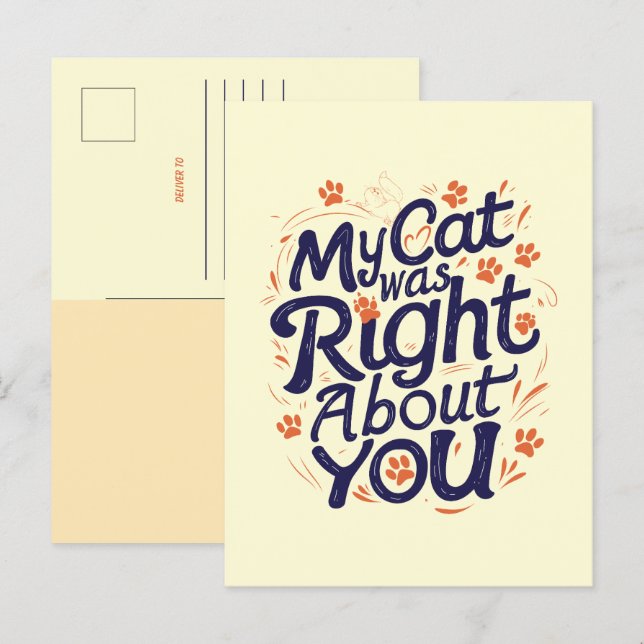 Carte Postale My Cat Was Right About You –Cat Lover (Devant / Derrière)