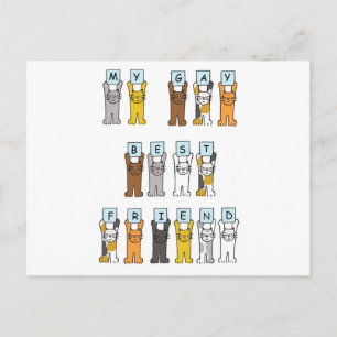 Carte Postale My Gay Best Friend Cartoon Cats