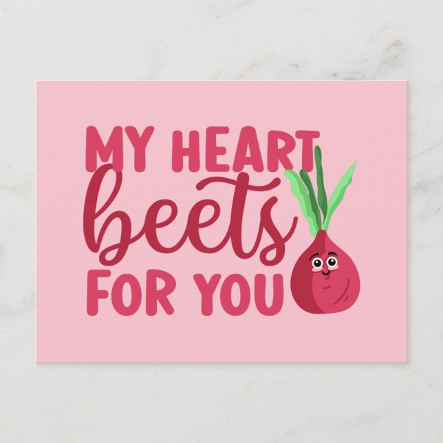 Carte Postale My Heart Beets For You mignonne Funny Valentine's  (Devant)
