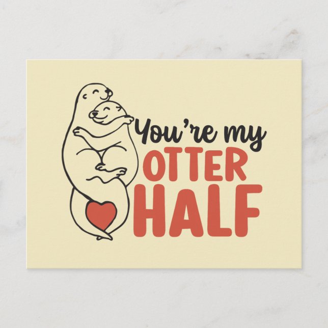Carte Postale My Otter Half Love Pun Drôle Saint Valentin (Devant)