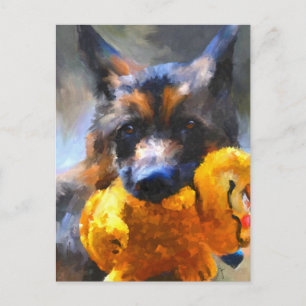 Carte Postale My Yellow Friend German Shepherd Postcard