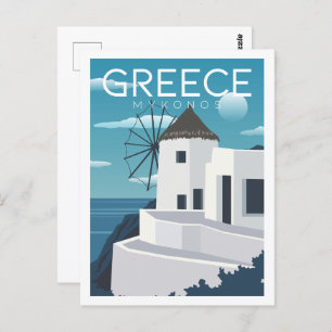 Carte Postale Mykonos Grèce célèbre lieu de voyage Illustration