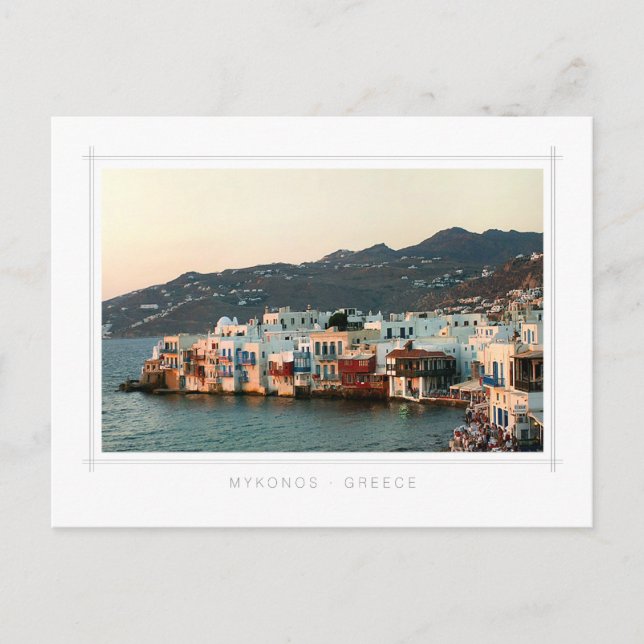 Carte Postale Mykonos Grèce Coucher de soleil sur Little Venice (Devant)