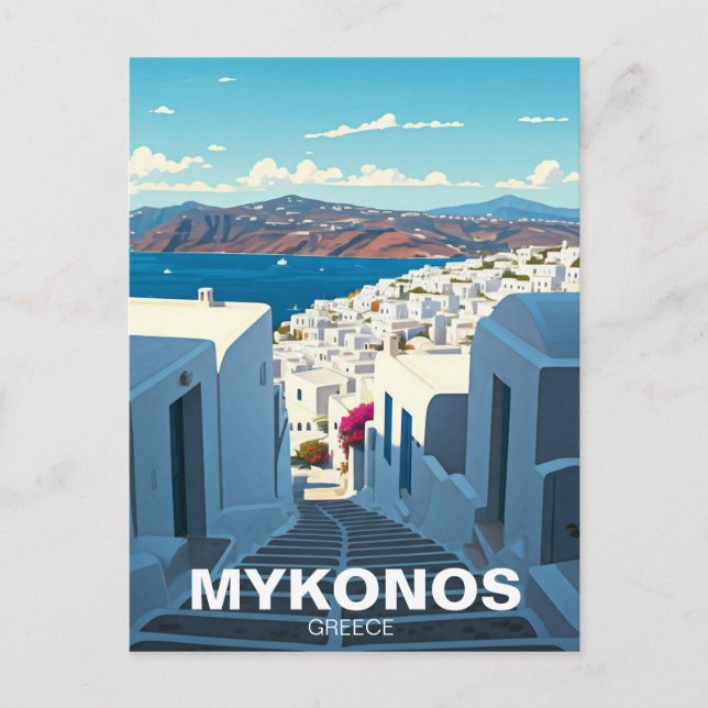 Carte Postale Mykonos Grèce Cyclades Rue de Voyage (Devant)
