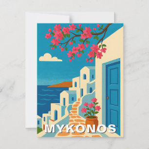 Carte Postale Mykonos Grèce Été Voyage Vintage