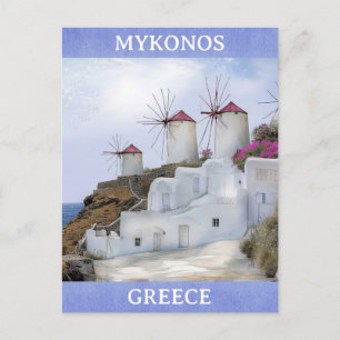 Carte Postale Mykonos Grèce Moulin à vin Îles grecques Voyage