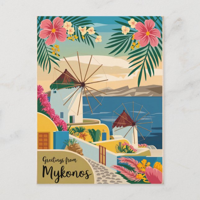 Carte Postale Mykonos Grèce Vintage (Devant)