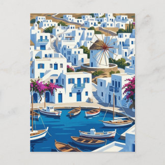 Carte Postale Mykonos Greece Cyclades Travel Street