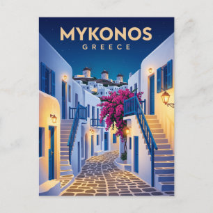 Carte Postale Mykonos Town la nuit Grèce