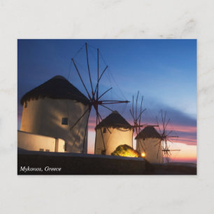 Carte Postale Mykonos Windmill Sunset, Grèce