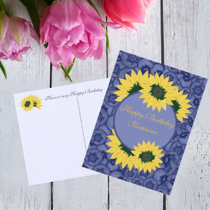 Carte Postale Myrtilles et tournesols. Joyeux Anniversaire Fête