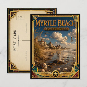 Carte Postale Myrtle Beach Caroline du Sud Art Déco Vintage