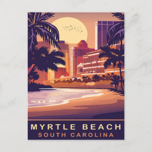 Carte Postale Myrtle Beach, coucher du soleil, Caroline du Sud,