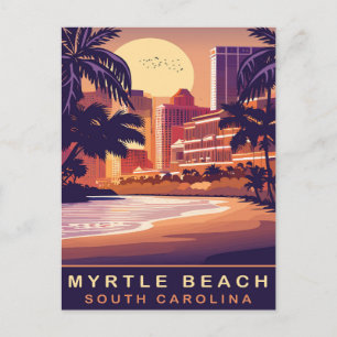 Carte Postale Myrtle Beach, coucher du soleil, Caroline du Sud, 
