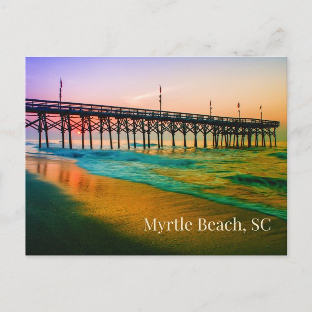 Carte Postale Myrtle Beach, Sunset en Caroline du Sud au quai (Devant)