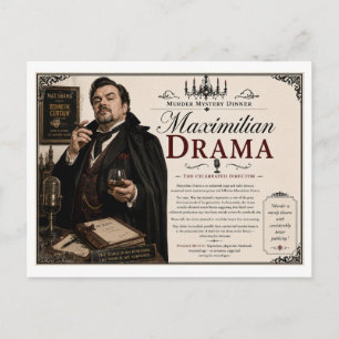 Carte Postale Mystère de meurtre des années 1940 Maximilian Dram