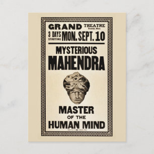 Carte Postale Mystérieux Mahendra magicien vintage des années 19